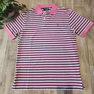 Ralph Lauren Polo Golf Pink/Navy/White Mesh Pima Cotton Shirt NWT SZ Medium